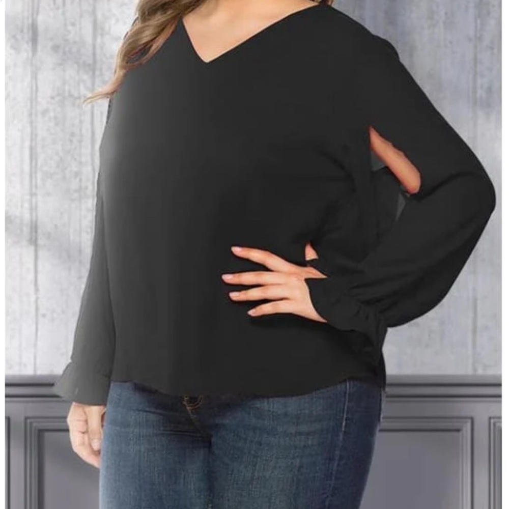 V-Neck Long Sleeve Blouse